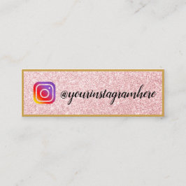 Rosa Glitzer Gold Black Social Media Mini Visitenkarte