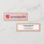 Rosa Glitzer Gold Black Social Media Mini Visitenkarte (Vorne/Hinten)