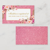 Rosa Glitzer Gold Duschanzeige Einsteckkarte Begleitkarte (Vorne/Hinten)