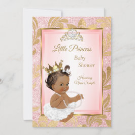 Rosa Glitzer Gold Princess Baby Dusche Ethnisch Einladung