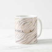 Rosa Glitzer-Gold-Sparkel-Zebra Kaffeetasse (VorderseiteRechts)