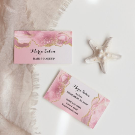 Rosa Glitzer Gold Visitenkarte