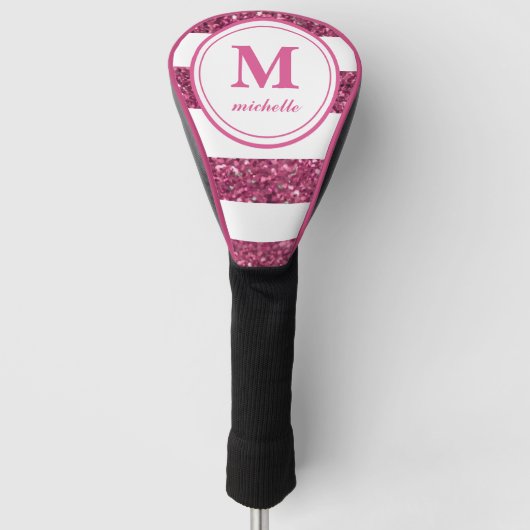 Rosa Glitzer | Golf | personalisiert NAME monogram Headcover (Vorderseite)