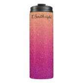 Rosa Glitzer Gradient Sparkle Textur Thermosbecher (Vorderseite)