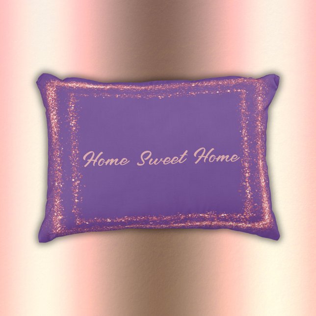 Rosa Glitzer-Grenzmonogramm auf lila | Dekokissen (Von Creator hochgeladen)