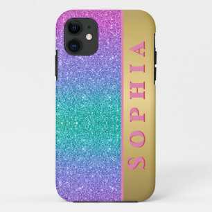 Rosa Glitzer Grün und Blau Farbenfarbe Farbige Tex Case-Mate iPhone Hülle