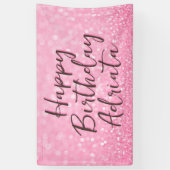Rosa Glitzer Happy Geburtstag Personalisierte Cust Banner (Vertikal)