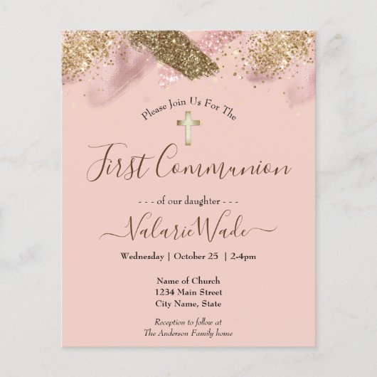 Rosa Glitzer Haushalt Erste Kommune Flyer (Vorne)