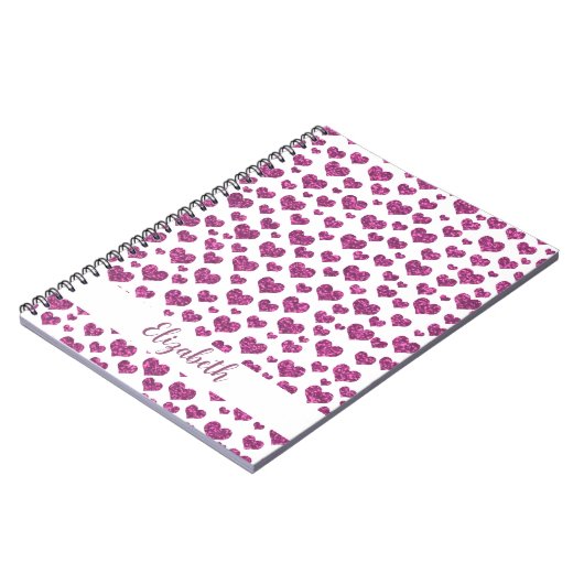 Rosa Glitzer Herz Bright farbenfroh, kundenspezifi Notizblock (Linke Seite)