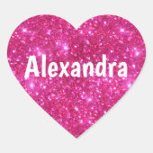 Rosa Glitzer Herz Herz-Aufkleber (Vorderseite)