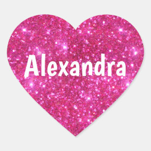 Rosa Glitzer Herz Herz-Aufkleber