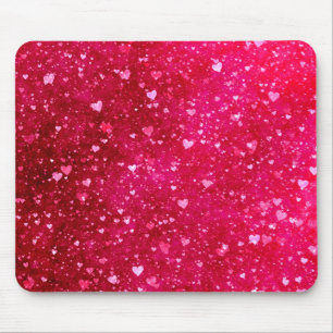 Rosa Glitzer-Herz-Muster Mousepad