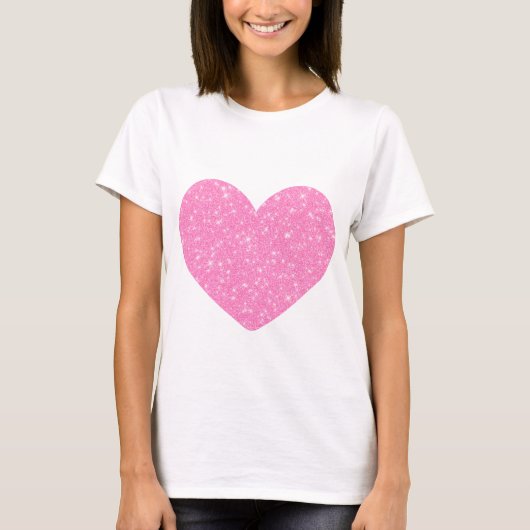 Rosa Glitzer Herz T-Shirt (Vorderseite)