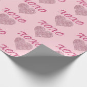 Rosa Glitzer Herz XOXO Niedlich Valentinin Geschenkpapier (Ecke)