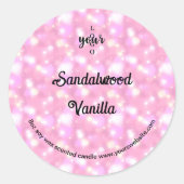 Rosa Glitzer Herz-zentrierte Kerze Runder Aufkleber (Vorderseite)