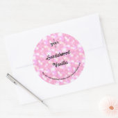 Rosa Glitzer Herz-zentrierte Kerze Runder Aufkleber (Umschlag)