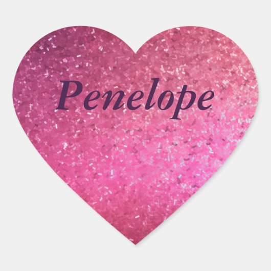 Rosa Glitzer Herzmädchen Name Herz-Aufkleber (Vorderseite)