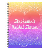 Rosa Glitzer Herzmonogramm Brautparty Geschenk Notizblock (Vorderseite)