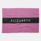 Rosa Glitzer, Hintergrund des Glitzer, Ihr Name Geschirrtuch (Horizontal)