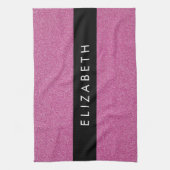 Rosa Glitzer, Hintergrund des Glitzer, Ihr Name Geschirrtuch (Vertikal)