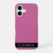 Rosa Glitzer, Hintergrund des Glitzer, Ihr Name iPhone 16 Hülle (Rückseite)