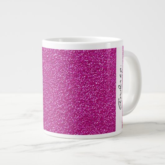 Rosa Glitzer, Hintergrund des Glitzer, Ihr Name Jumbo-Tasse (Vorderseite Rechts)
