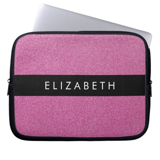 Rosa Glitzer, Hintergrund des Glitzer, Ihr Name Laptopschutzhülle (Vorderseite)