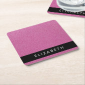 Rosa Glitzer, Hintergrund des Glitzer, Ihr Name Rechteckiger Pappuntersetzer (angewinkelt)