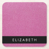 Rosa Glitzer, Hintergrund des Glitzer, Ihr Name Rechteckiger Pappuntersetzer (Vorderseite)