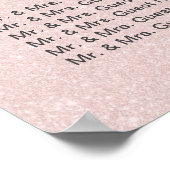 Rosa Glitzer Hochzeitstabelle Poster (Ecke)