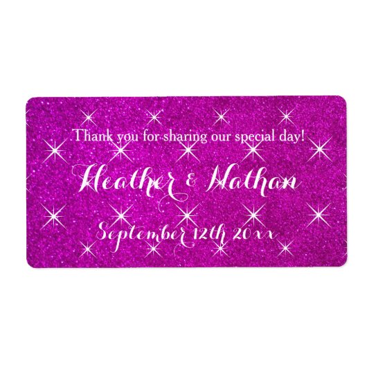 Rosa Glitzer Hochzeitsweine- oder Wasserflaschen-E (Vorne)