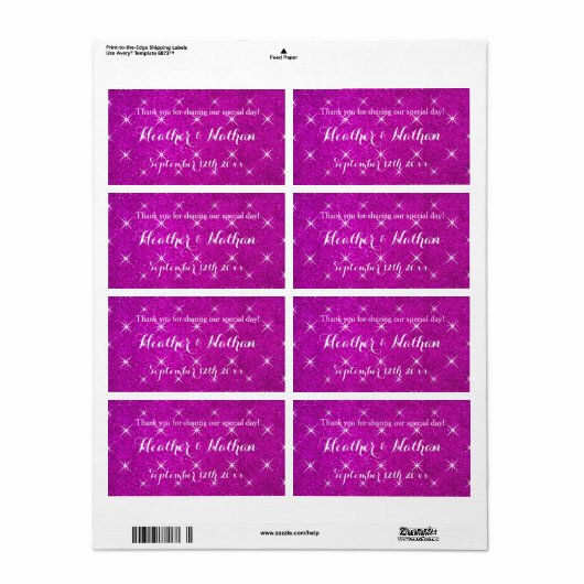 Rosa Glitzer Hochzeitsweine- oder Wasserflaschen-E (Vorne)