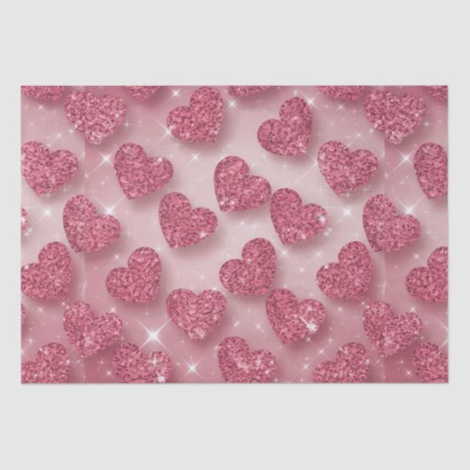 Rosa Glitzer Hört Funkelnd Romantisches Tissue Pap Seidenpapier (Vorderseite)