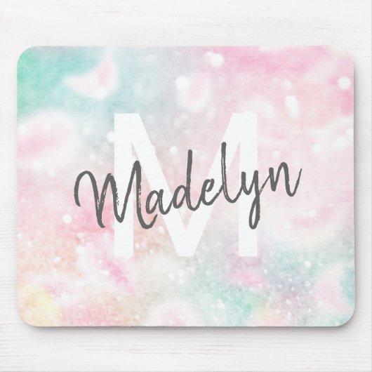 Rosa Glitzer Hübsch Bokeh-Muster Mousepad (Vorne)