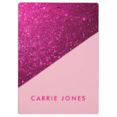 Rosa Glitzer Hübsch Business Elegante Klemmbrett (Rückseite)