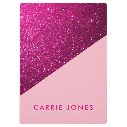 Rosa Glitzer Hübsch Business Elegante Klemmbrett (Rückseite)