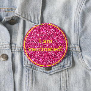 Rosa Glitzer Ich bin geimpft Button