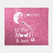Rosa Glitzer | Ich Liebe dich zum Mond Fleecedecke (Vorderseite (Horizontal))