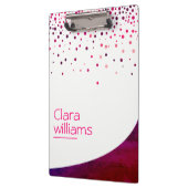 Rosa Glitzer Imitat Sparkle Confetti Moderne Klemmbrett (Links)