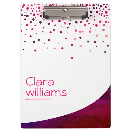 Rosa Glitzer Imitat Sparkle Confetti Moderne Klemmbrett (Vorderseite)