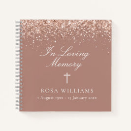 Rosa Glitzer in Love Memory Funeral Gästebuch Notizblock