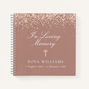 Rosa Glitzer in Love Memory Funeral Gästebuch Notizblock