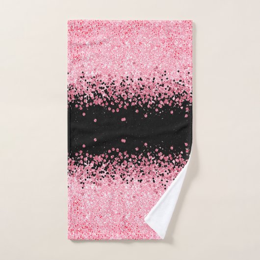 Rosa Glitzer in Schwarz Badhandtuch Set (Handtuch)
