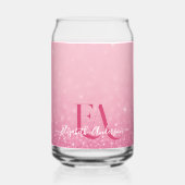 Rosa Glitzer - Individuelle Name & Initialen Dosenglas (Vorderseite)