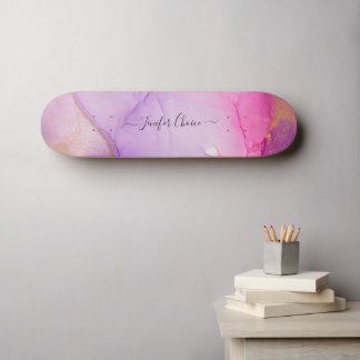 Rosa Glitzer Individuelle Name Skateboard