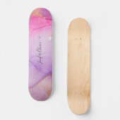 Rosa Glitzer Individuelle Name Skateboard (Vorderseite)