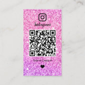 Rosa Glitzer Instagram LUXURY QR Code Visitenkarte (Rückseite)