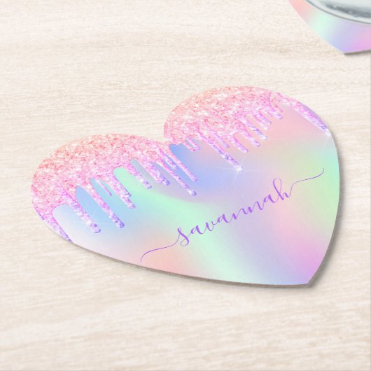 Rosa Glitzer irisierende Rose Gold Regenbogen Gebu Untersetzer (angewinkelt)