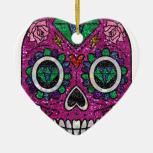 Rosa Glitzer Keramikornament