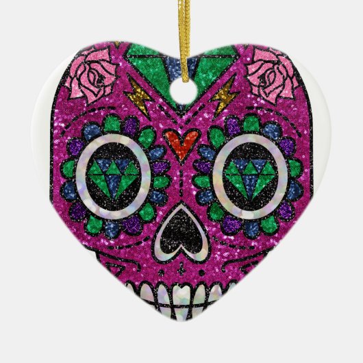 Rosa Glitzer Keramikornament (Vorne)